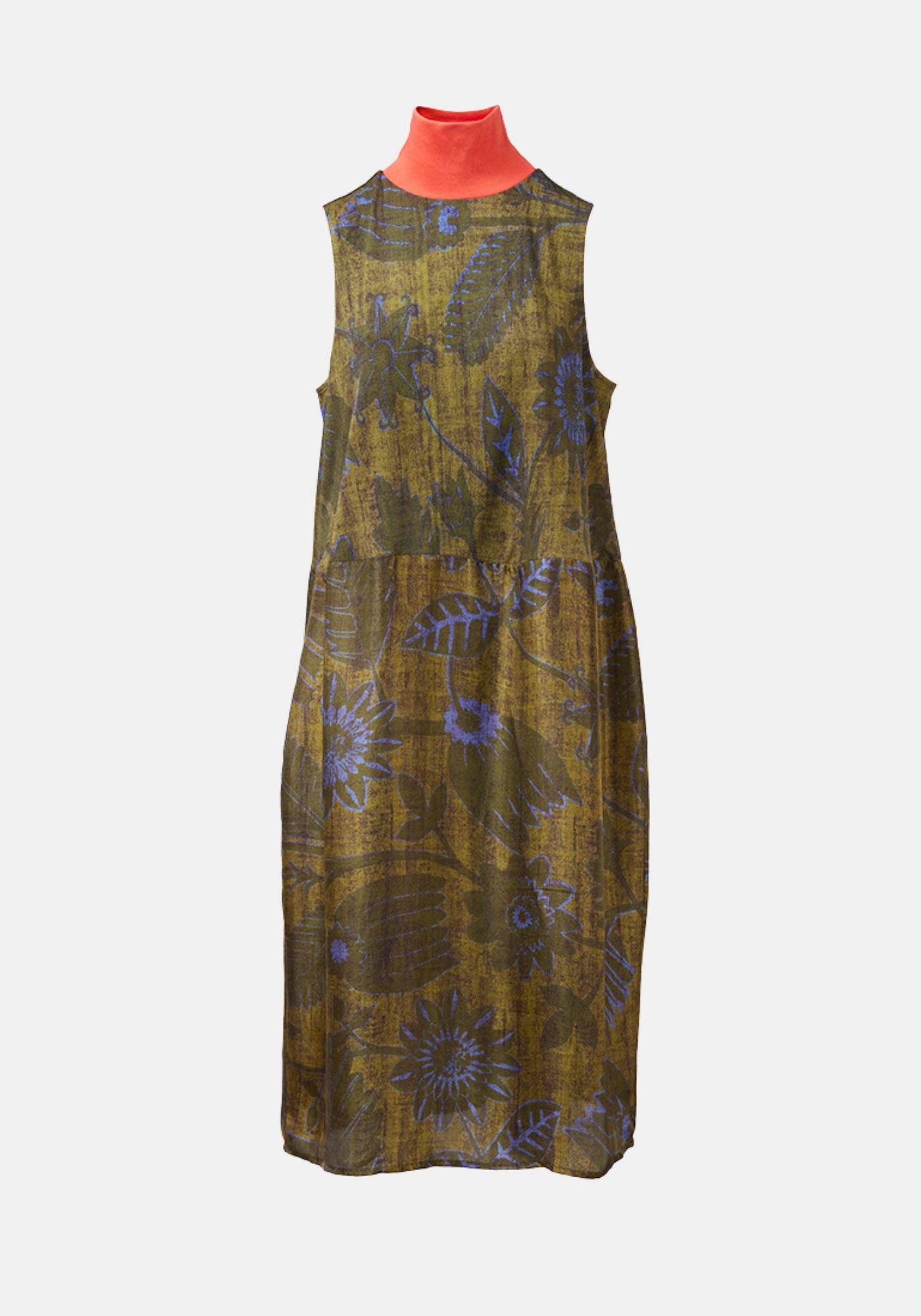 Dress Poppy Turtle Neck Sleeveless Sunflowers Guacamole