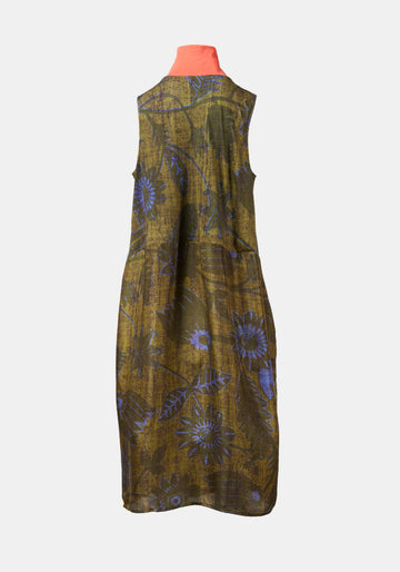 Dress Poppy Turtle Neck Sleeveless Sunflowers Guacamole