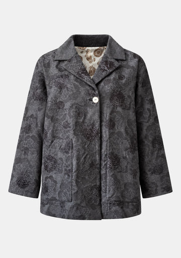 Coat Trench Flores – Charcoal, wool blend, front view | Traces of Me