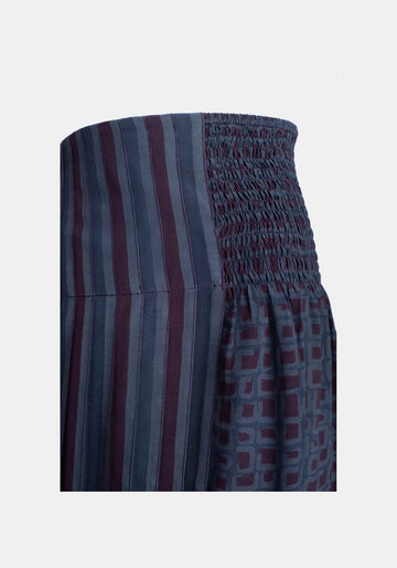 Skirt Multipleats Bolded Stripes & Drops