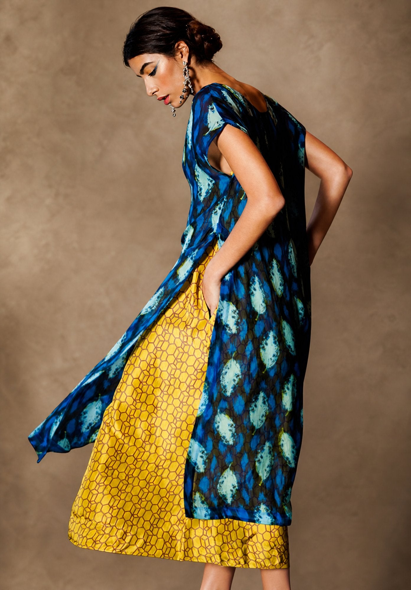 Tunic Cape Ikat Leaves