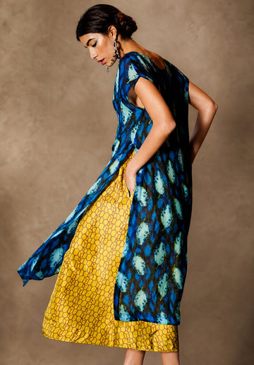 Tunic Cape Ikat Leaves