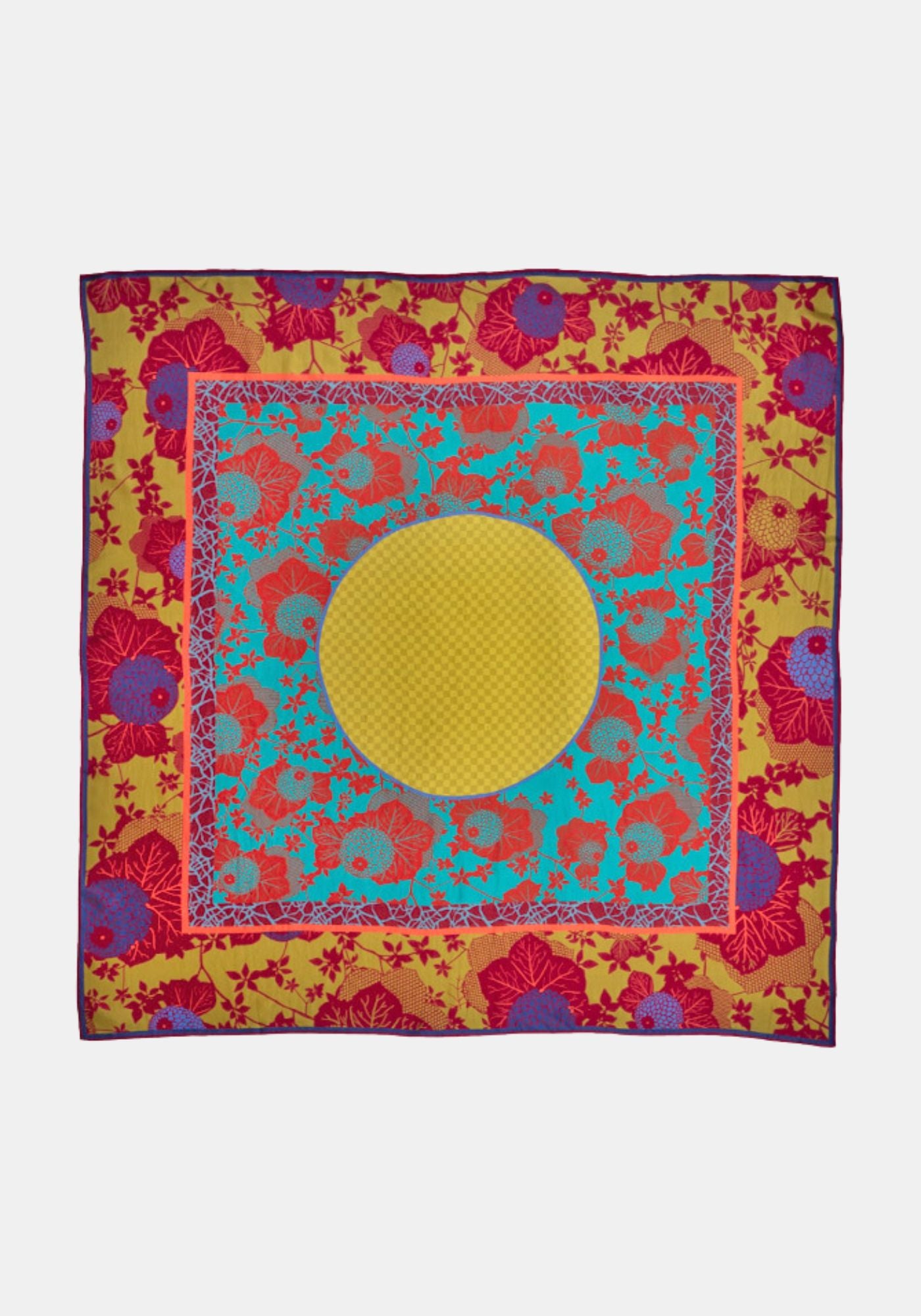 Silk Scarf Square Dhalias