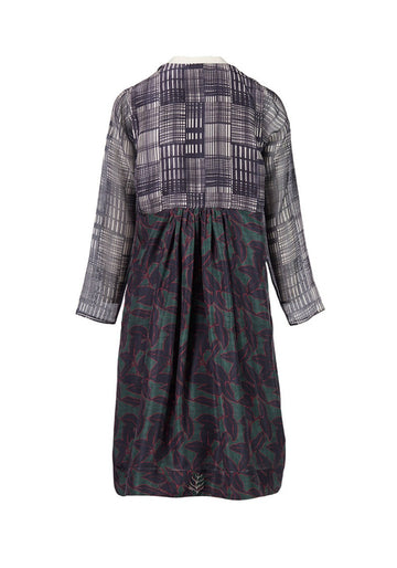 Dress Poem Silver Shymphony – Multicolour, silk-cotton blend, back view | Traces of Me