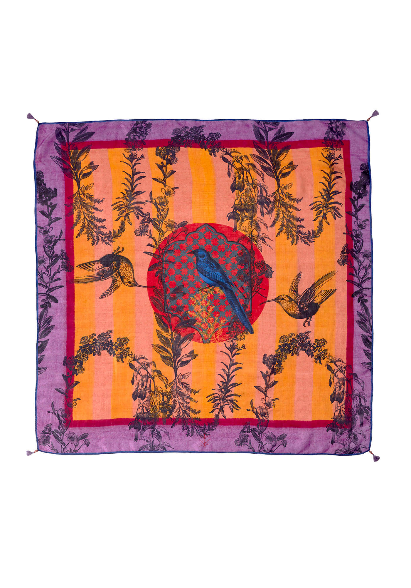 Lenço de Seda Square Flowers Crown