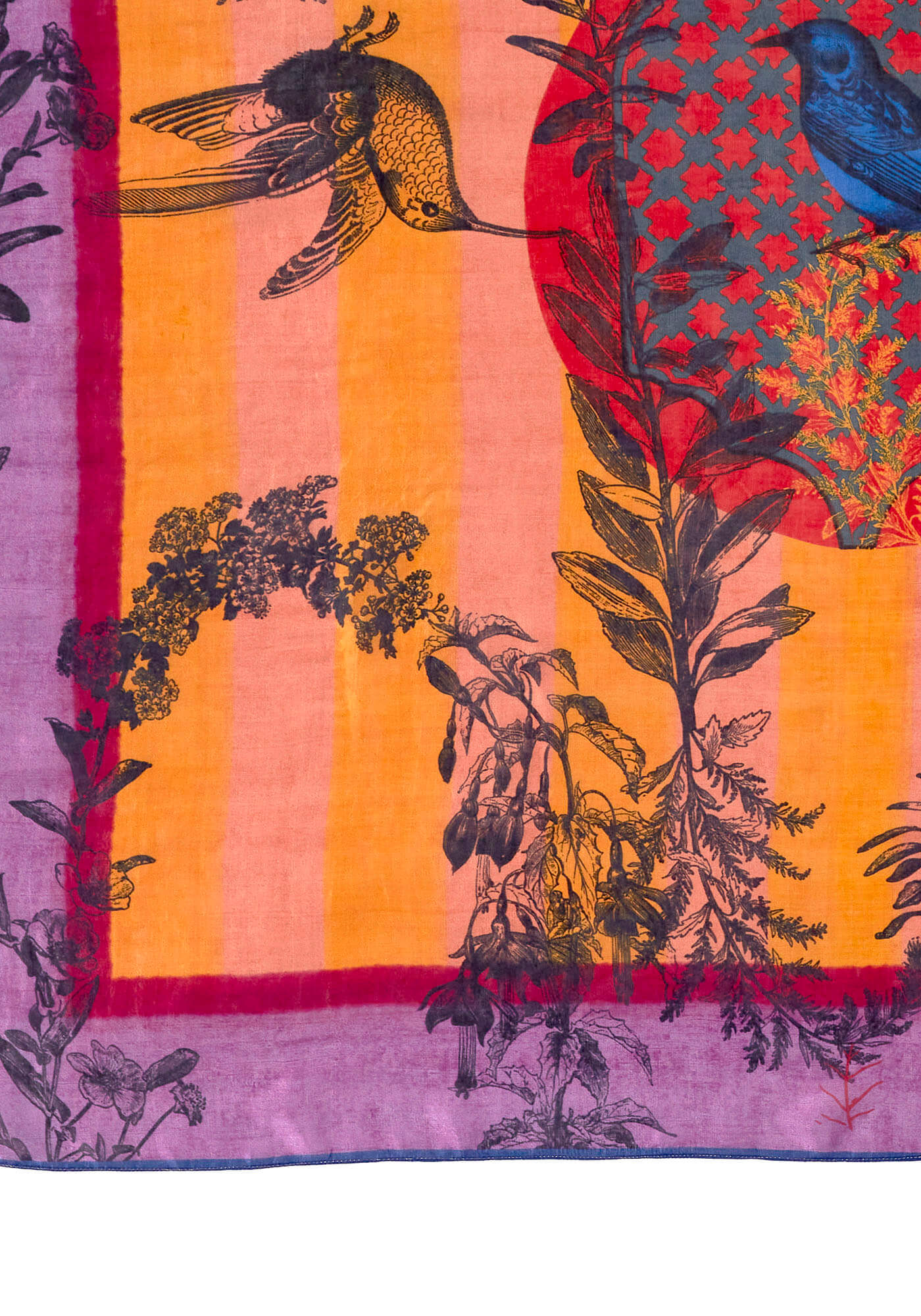 Lenço de Seda Square Flowers Crown