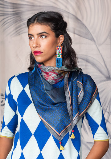 SIlk Scarf Square Flowers Crown