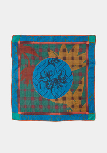 Scarf Square Taj Flowers – Multicolour, silk, front view | Traces of Me