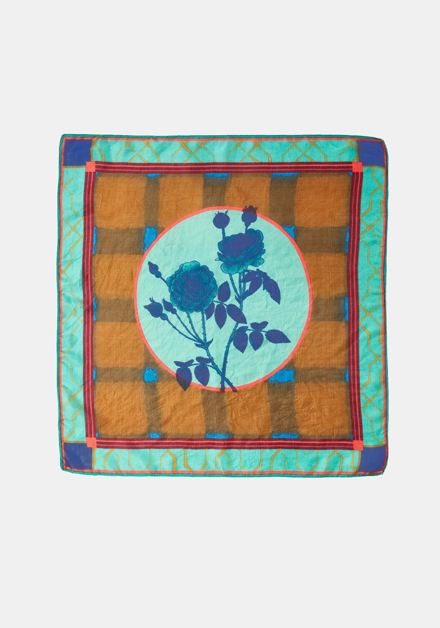 Scarf Square Blue Roses