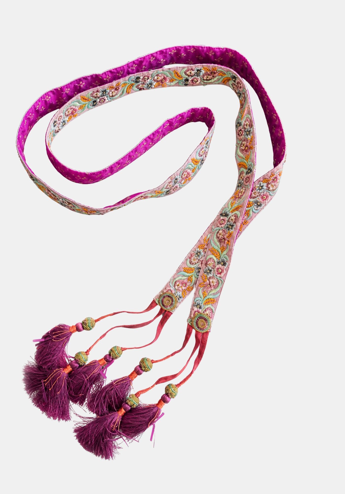 Belt Flowers lace & Tussels Mauve