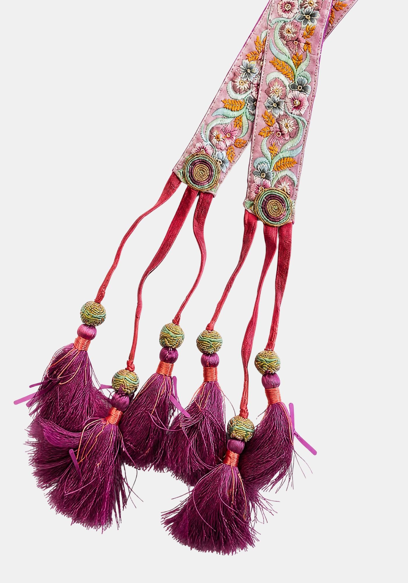 Belt Flowers lace & Tussels Mauve