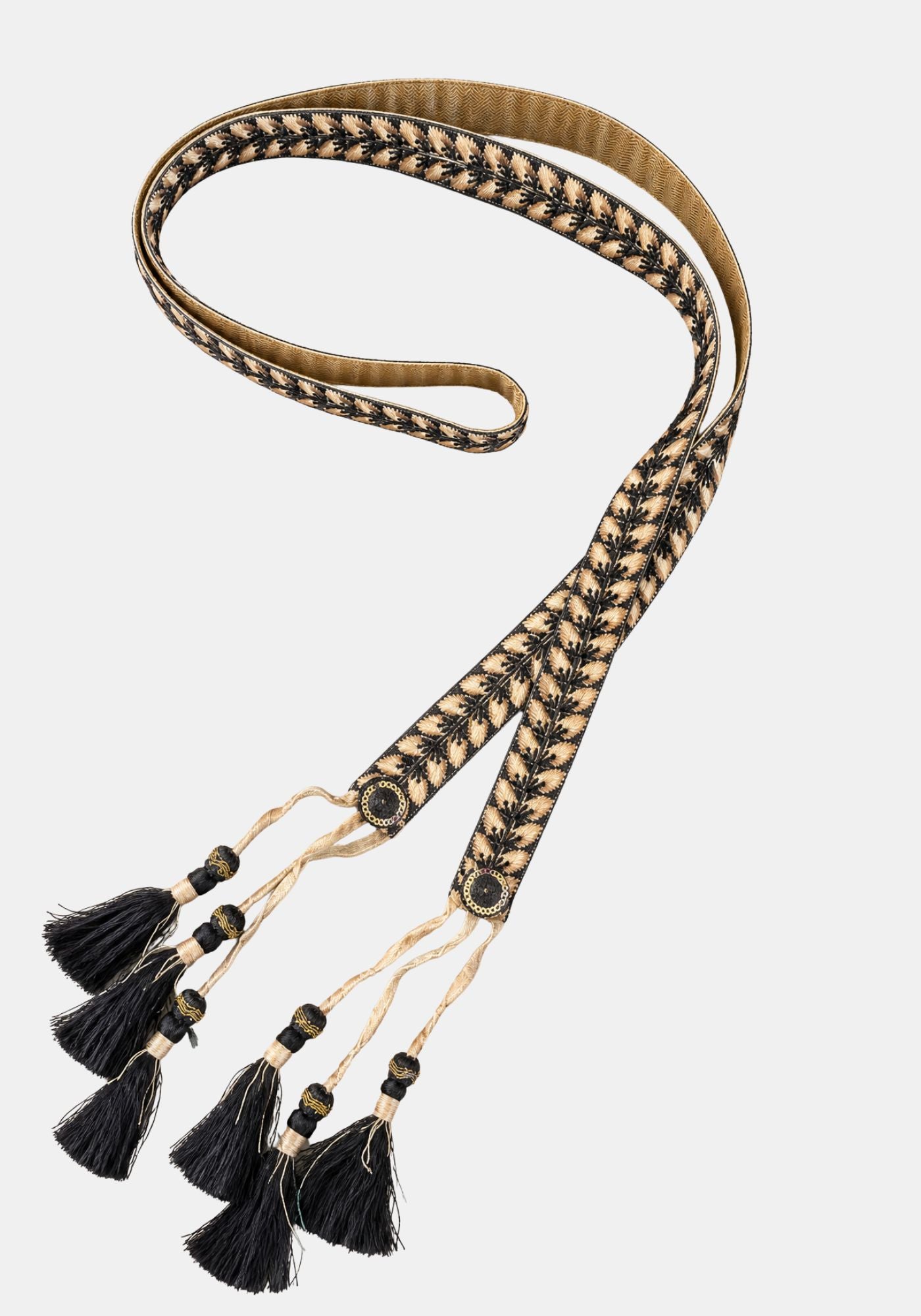 Belt Flowers lace & Tussels Black