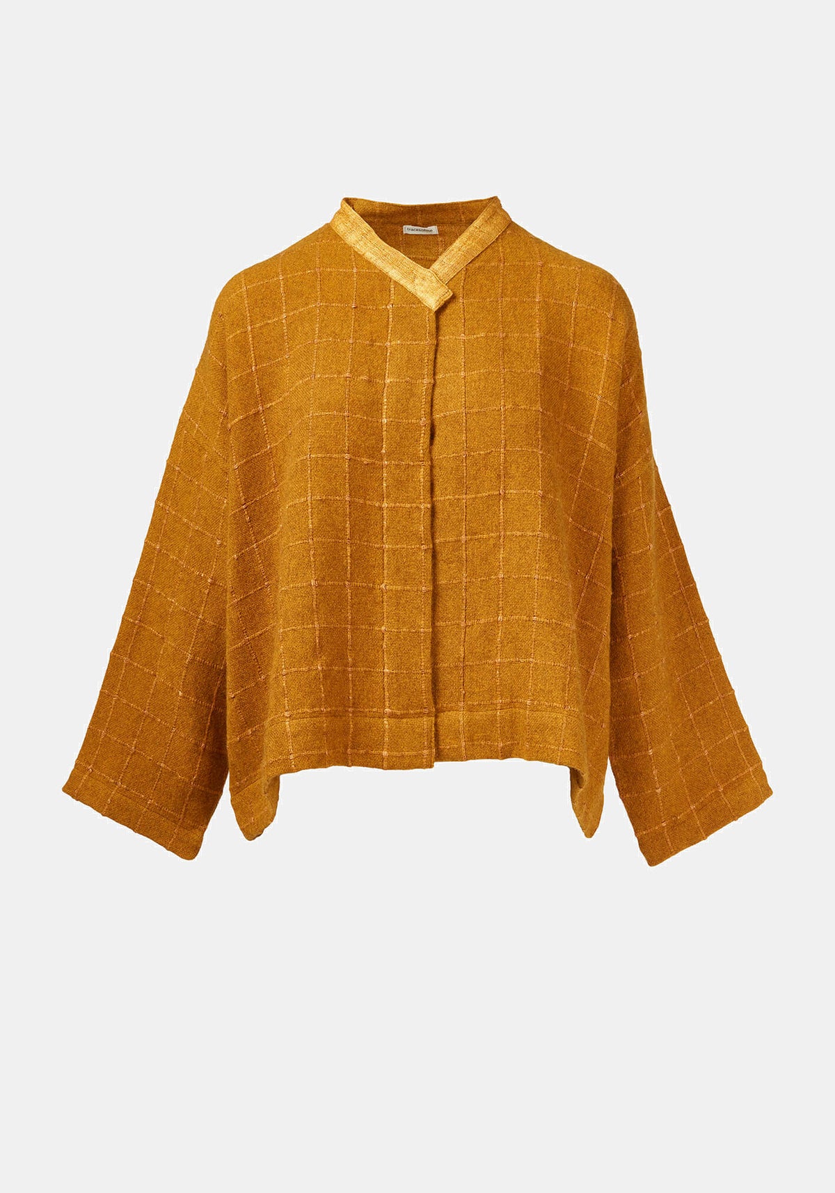 Abrigo Ailko Hemp Checks Amber – yak lana-mezcla de seda, vista de producto | Traces of Me