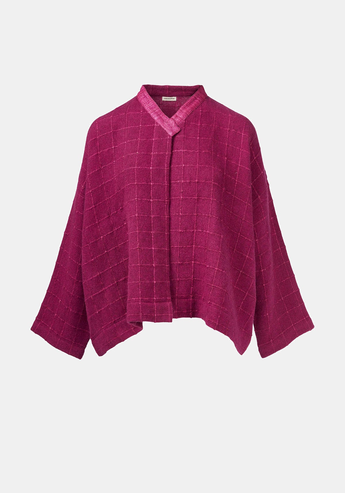Abrigo Ailko Hemp Checks Fuschia – yak lana-mezcla de seda, vista de producto | Traces of Me