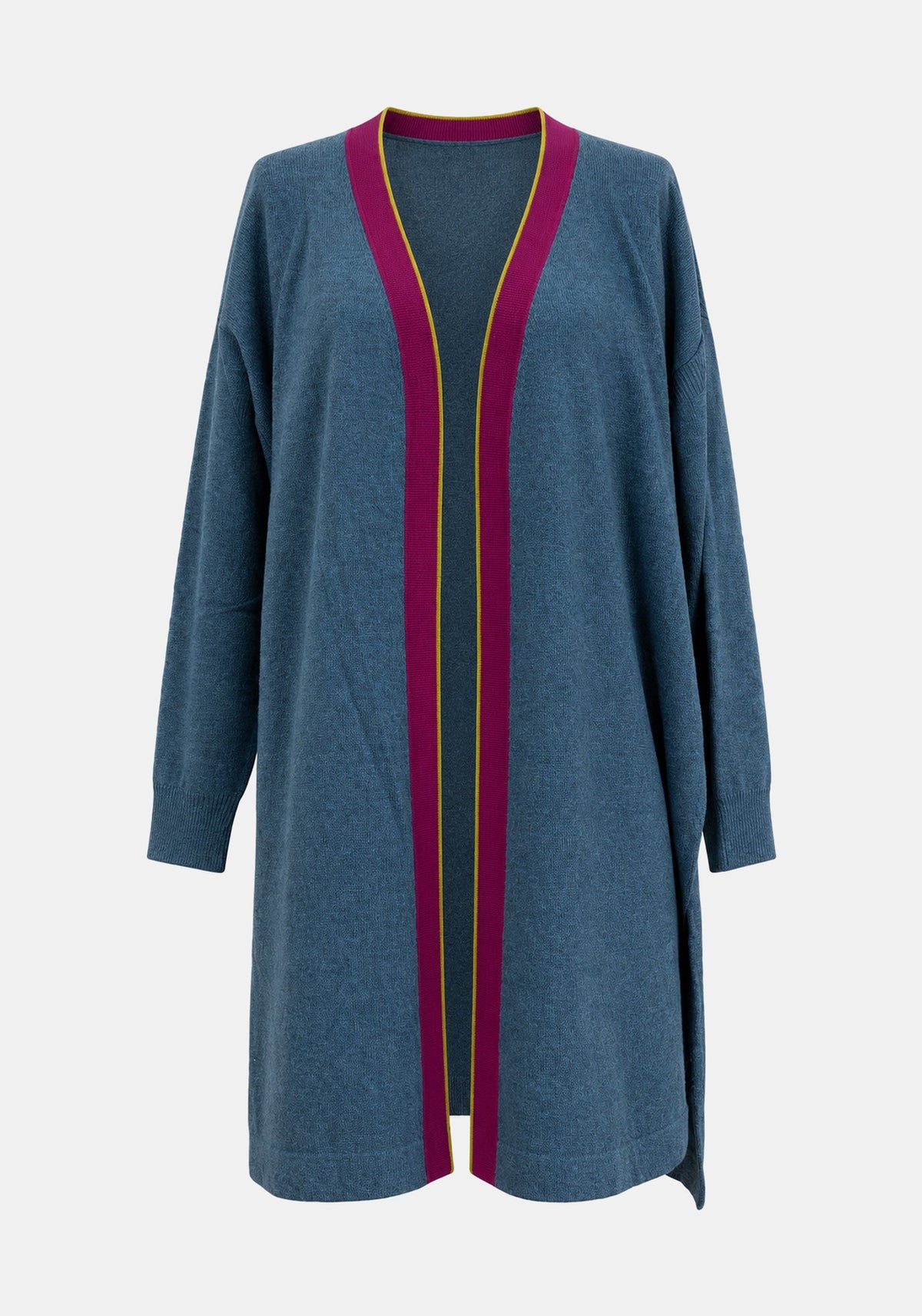 Cardigan Long Maxy – Steel, front view | Traces of Me