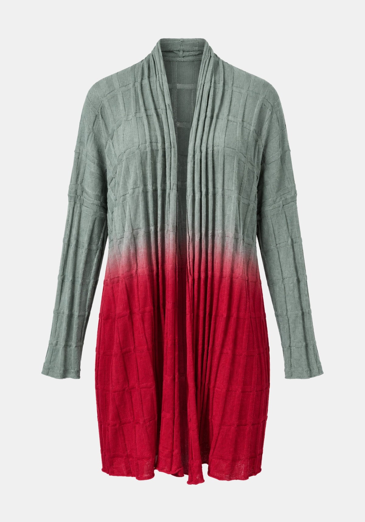 Cardigan Lal Ombre – Steel / Cherry, front view | Traces of Me