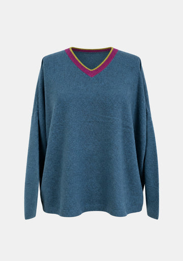 Jumper Shell V Neck – Steel, front view | Traces of Me