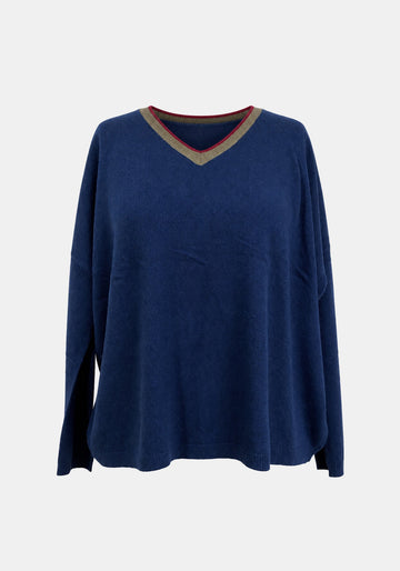 Jumper Shell V Neck – Navy, front view | Traces of Me