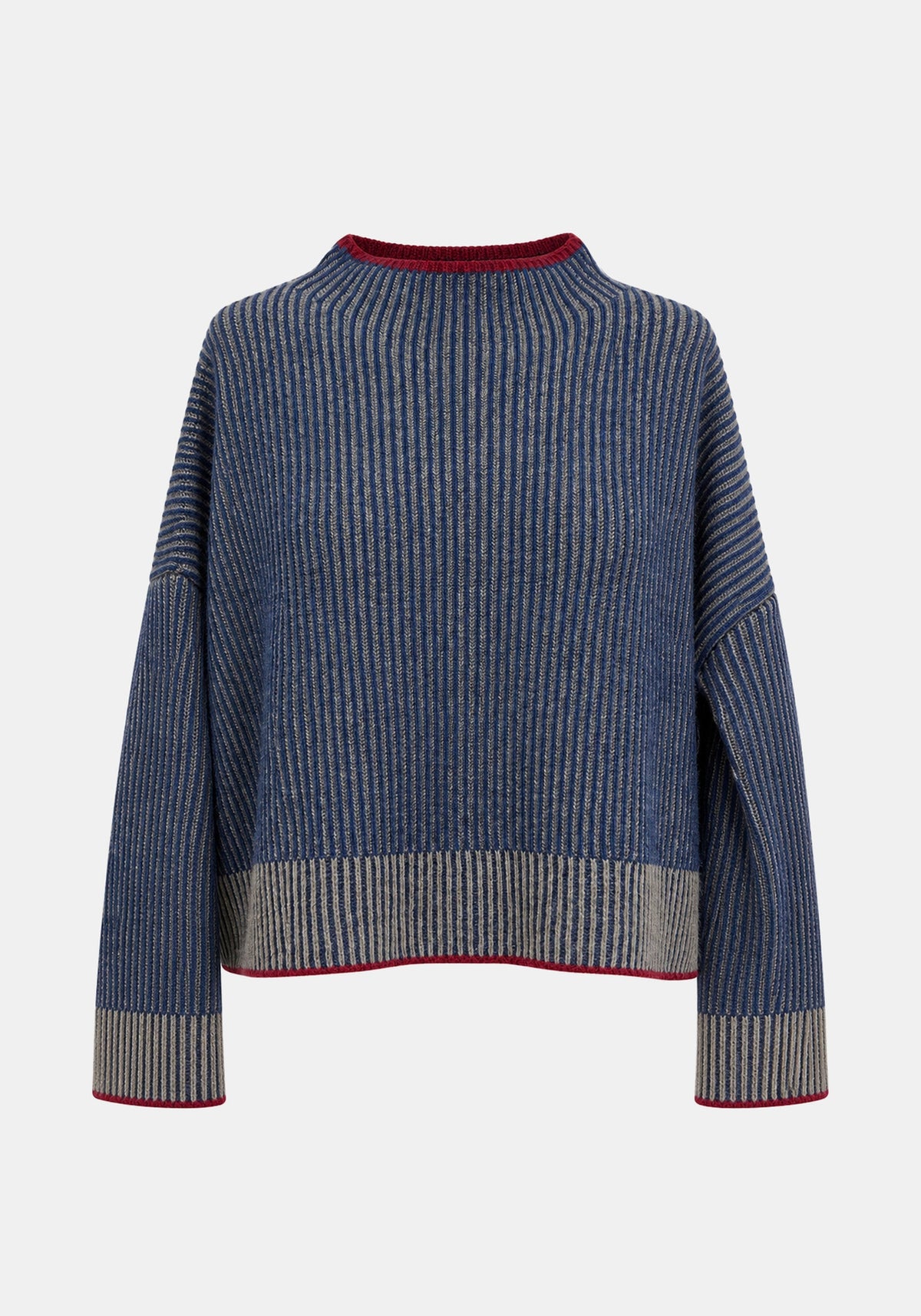 Jumper Shell Raise Neck – Navy / Dried Herbs, front view | Traces of Me