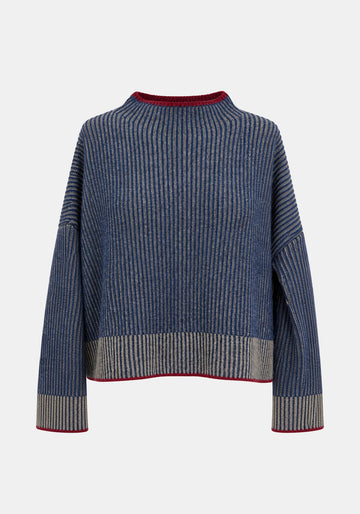 Jumper Shell Raise Neck – Navy / Dried Herbs, front view | Traces of Me