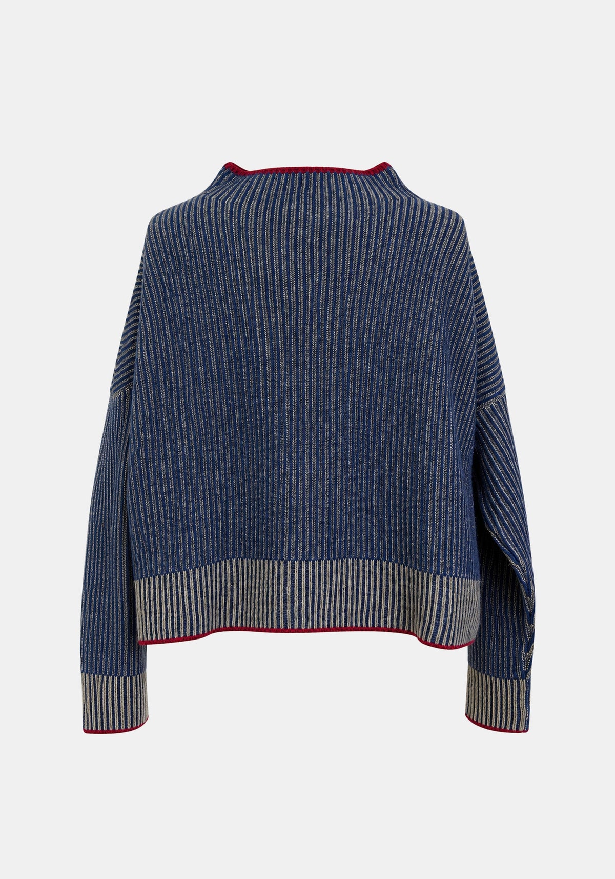 Jumper Shell Raise Neck – Navy / Dried Herbs, back view | Traces of Me