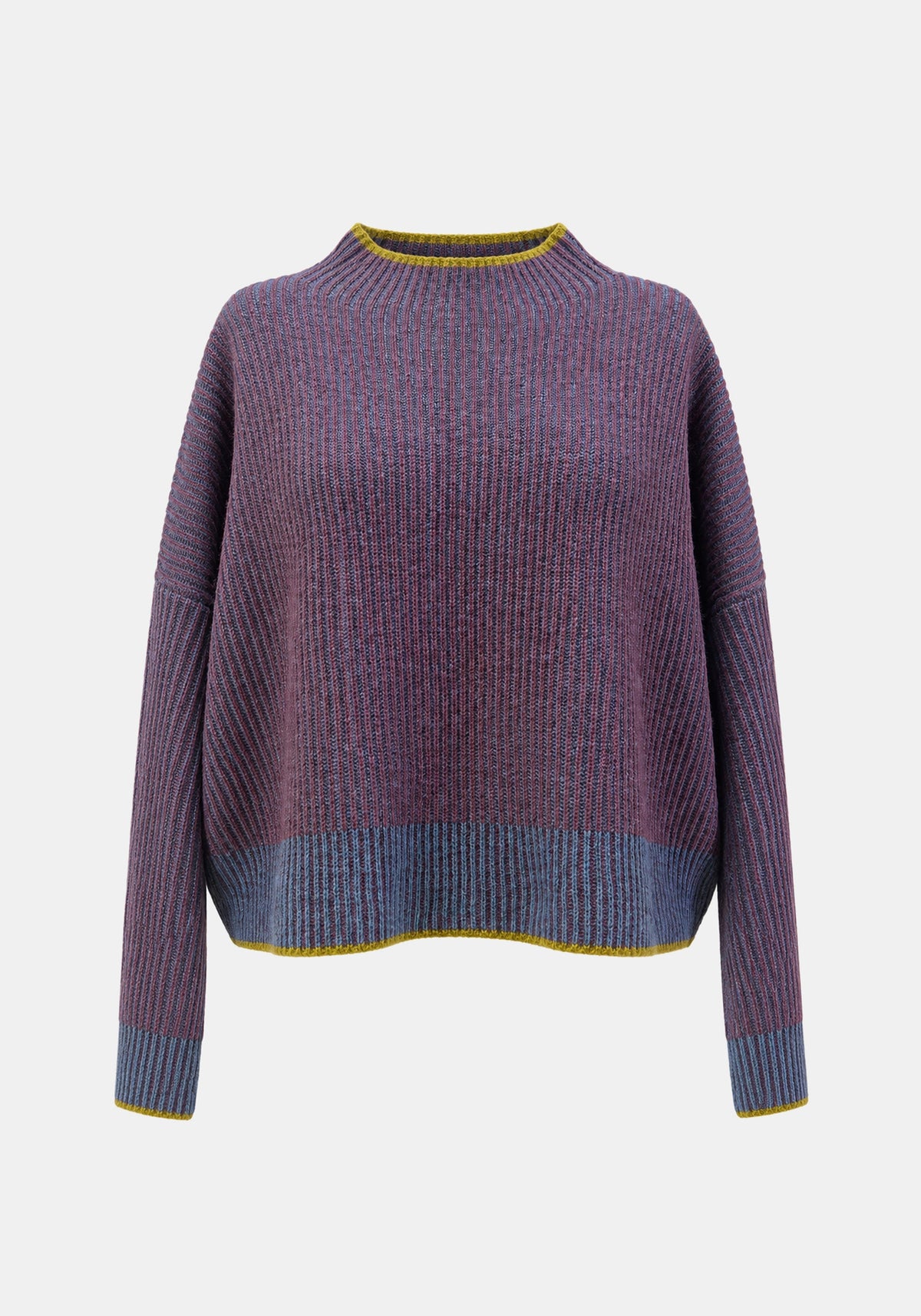 Jumper Shell Raise Neck – Azure / Plum, front view | Traces of Me