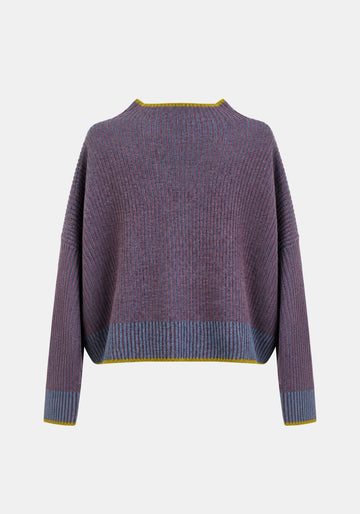 Jumper Shell Raise Neck – Azure / Plum, back view | Traces of Me