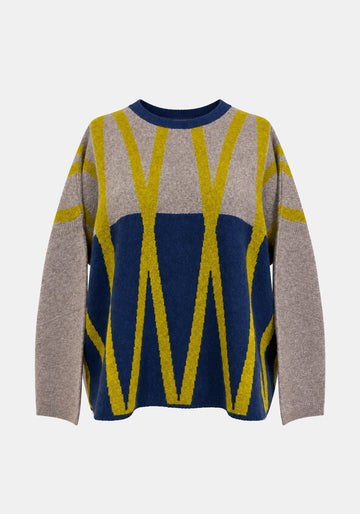 Jumper Shell Cross – Navy / Yak, front view | Traces of Me