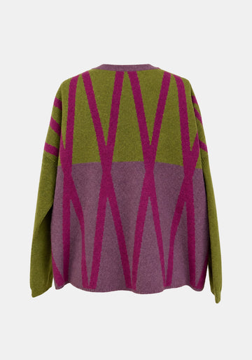 Jumper Shell Cross – Plum / Chartreuse, back view | Traces of Me