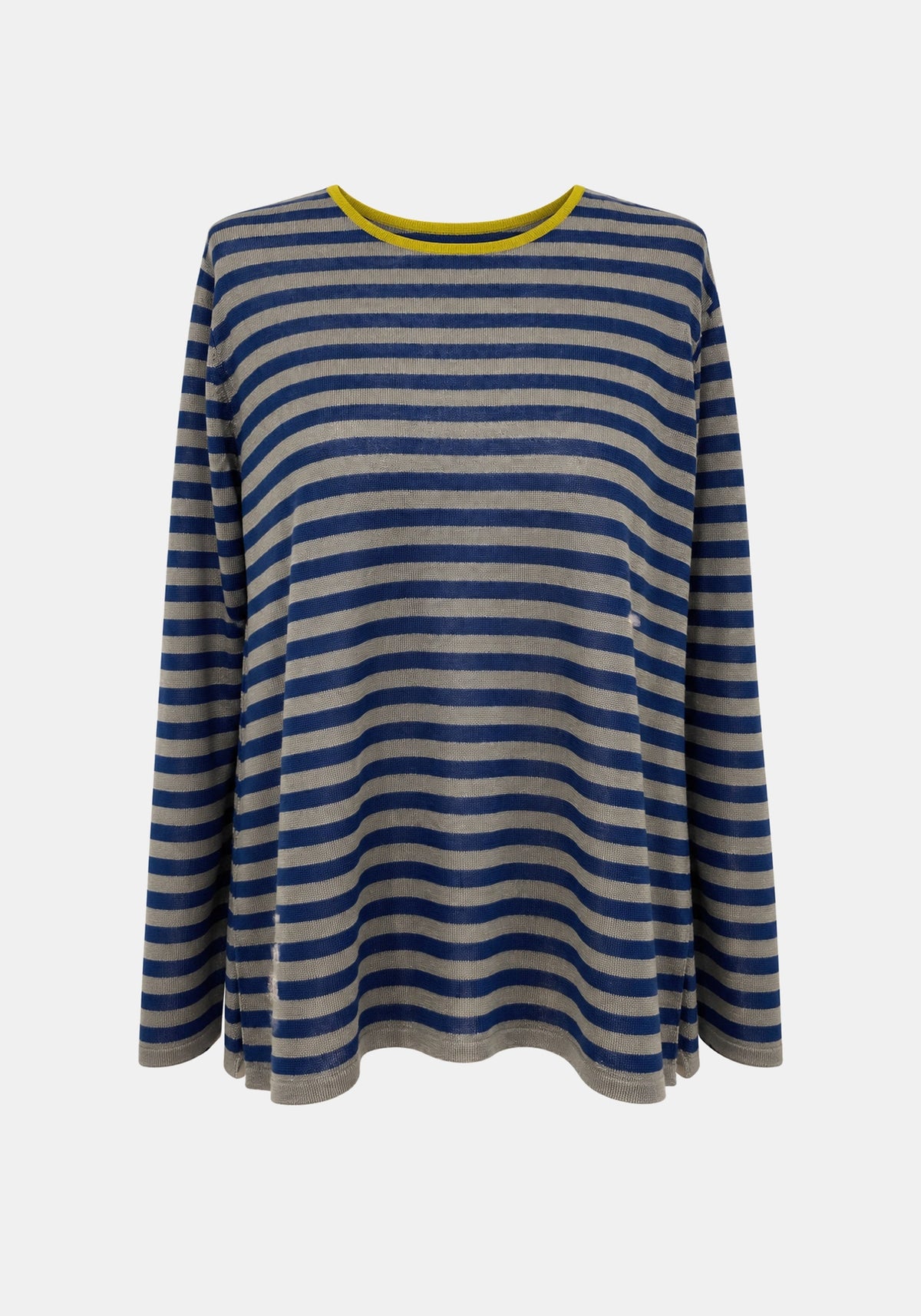 Top Key Round Neck Stripes – Dried Herbs / Navy, front view | Traces of Me