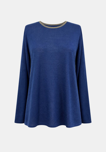 Top Key Round Neck – Navy, front view | Traces of Me