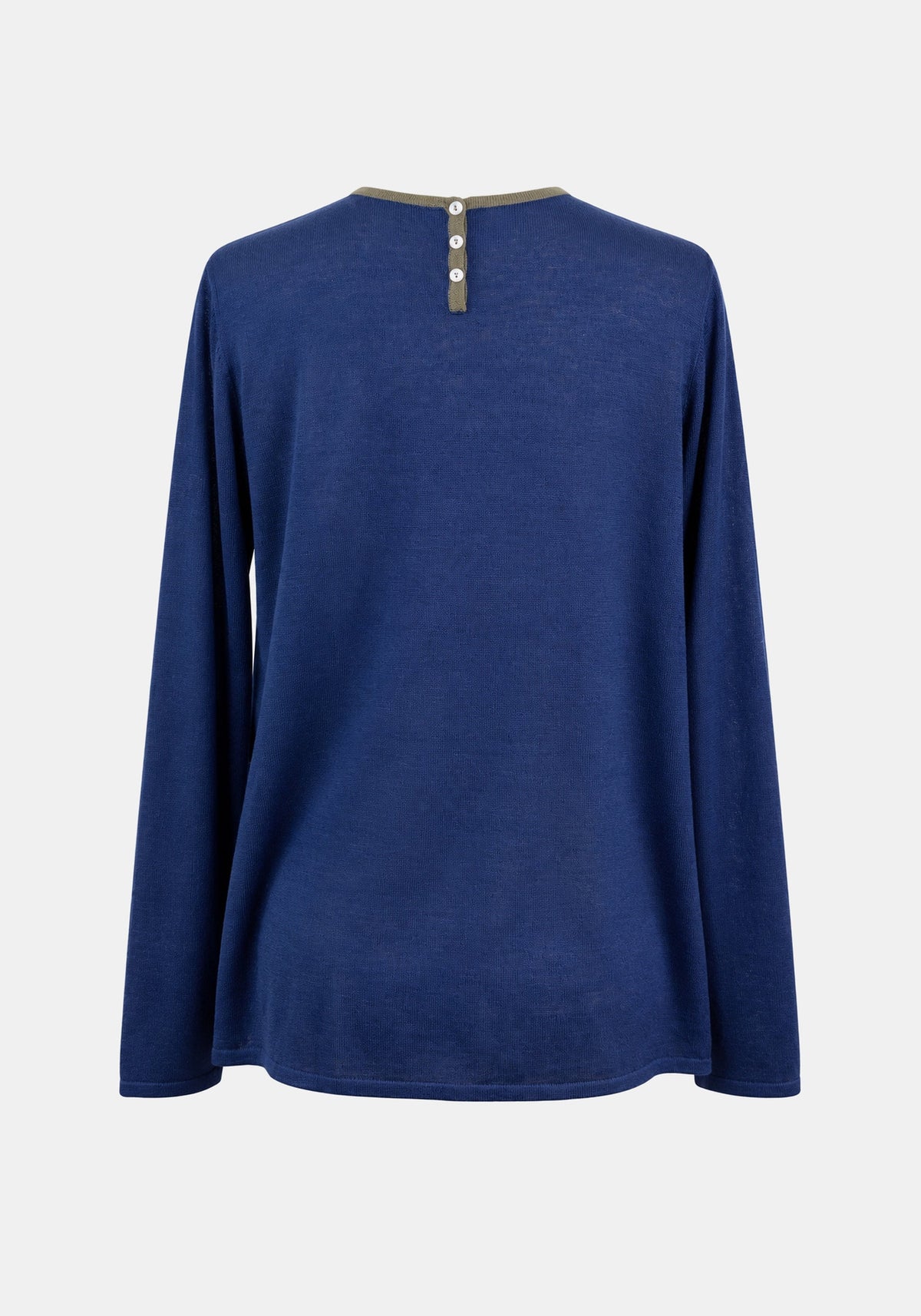 Top Key Round Neck – Navy, back view | Traces of Me