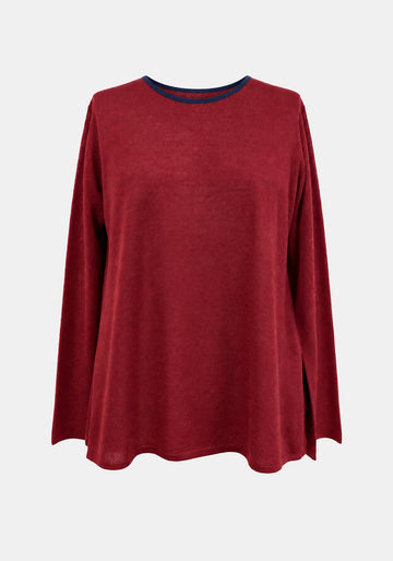 Top Key Round Neck – Cherry, front view | Traces of Me