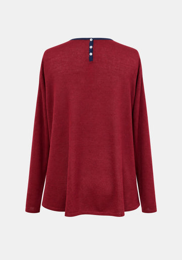 Top Key Round Neck – Cherry, back view | Traces of Me