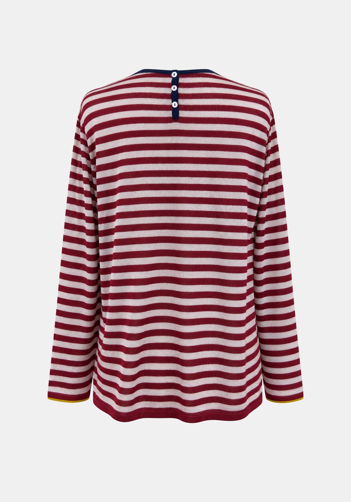 Top Key Round Neck Stripes – Cherry / Dew, back view | Traces of Me