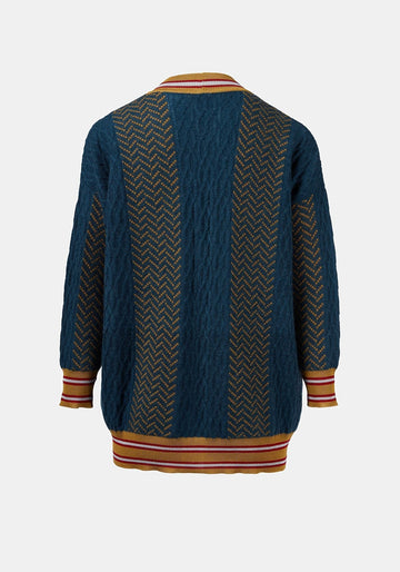 Cardigan Long Jacquard Cables - Traces of Me