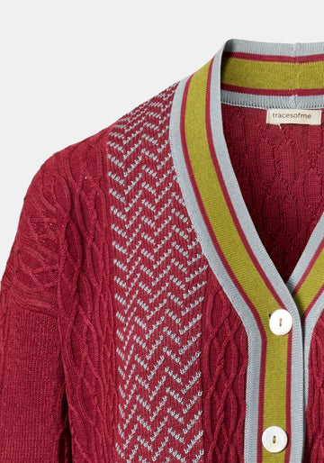 Cardigan Long Jacquard Cables - Traces of Me