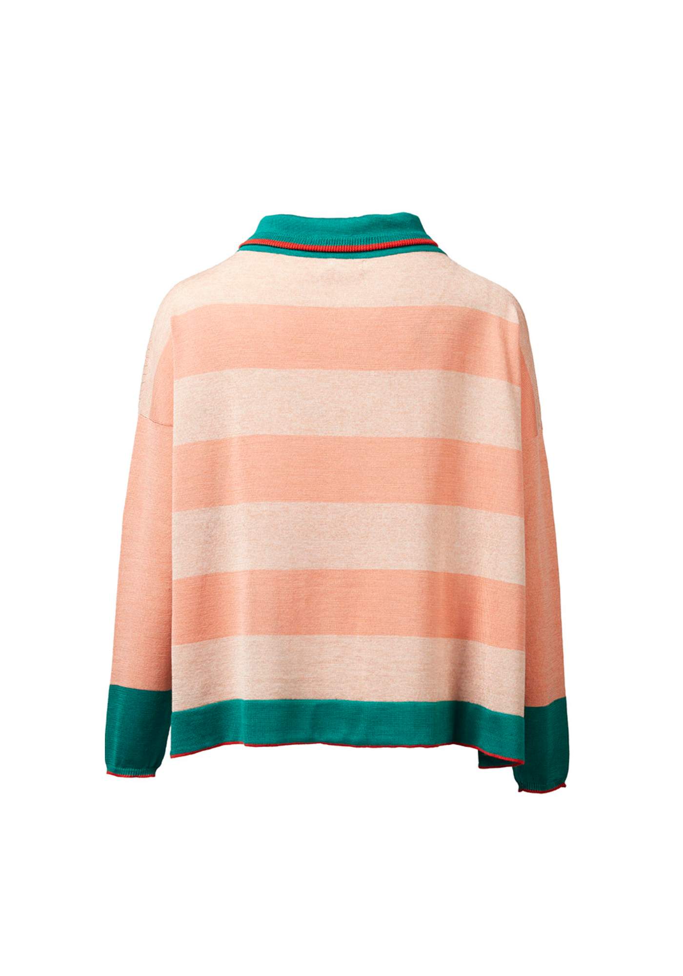 Cardigan Zip Sea Stripes Coral - Traces of Me