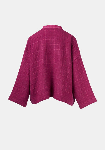 Casaco Ailko Hemp Checks Fuschia – yak lã-mistura de seda, vista alternativa | Traces of Me