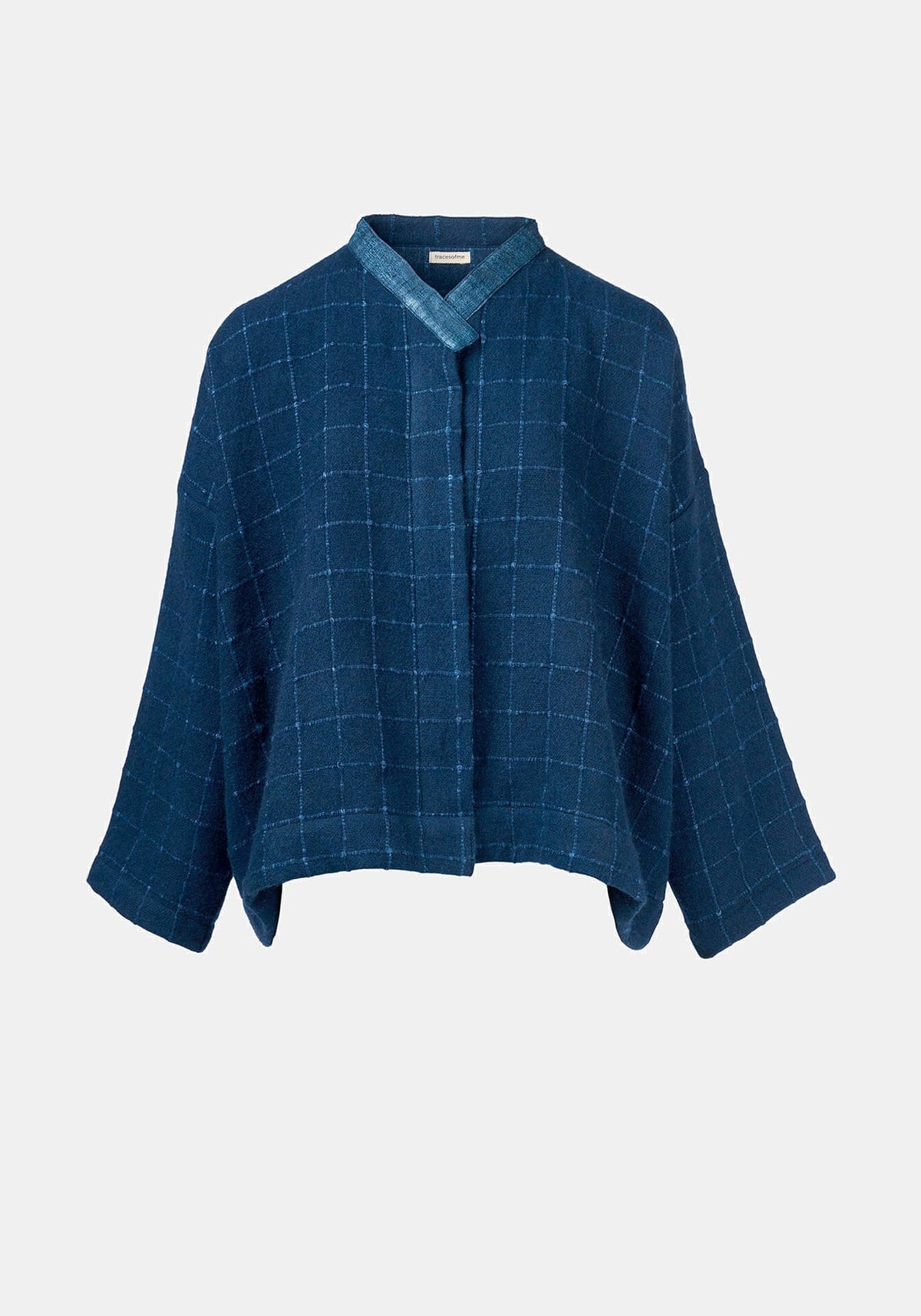 Casaco Ailko Hemp Checks Navy – yak lã-mistura de seda, vista de produto | Traces of Me
