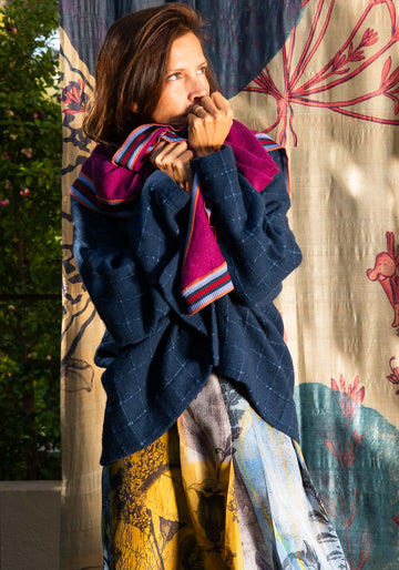 Coat Ailko Hemp Checks Navy - Traces of Me
