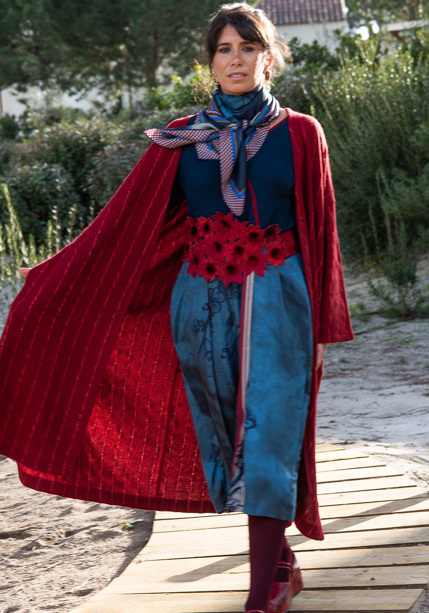 Coat Lall Hemp Stripes Cherry - Traces of Me