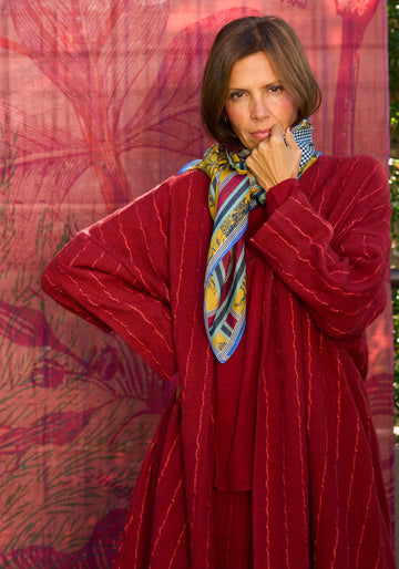 Coat Lall Hemp Stripes Cherry - Traces of Me