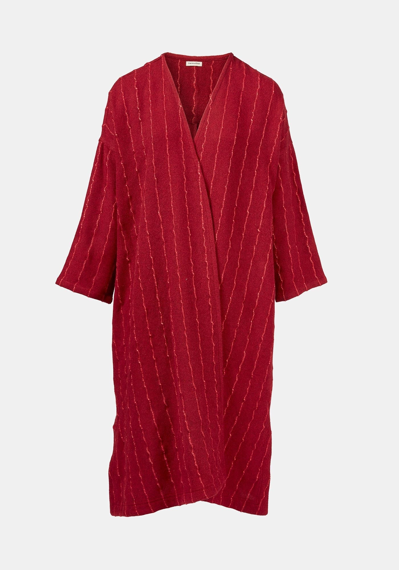 Coat Lall Hemp Stripes Cherry - Traces of Me