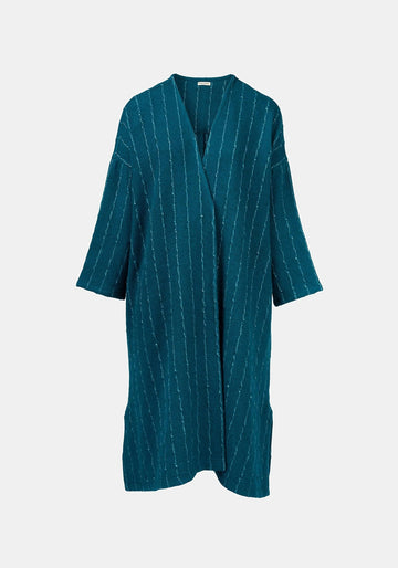 Coat Lall Hemp Stripes Peacock - Traces of Me
