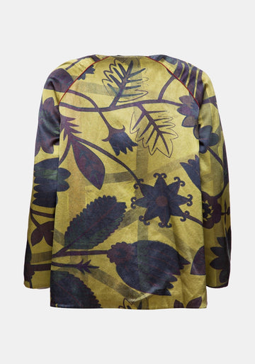 Coat Touch Sunflowers – Antique Moss, silk blend, alternate view | Traces of Me