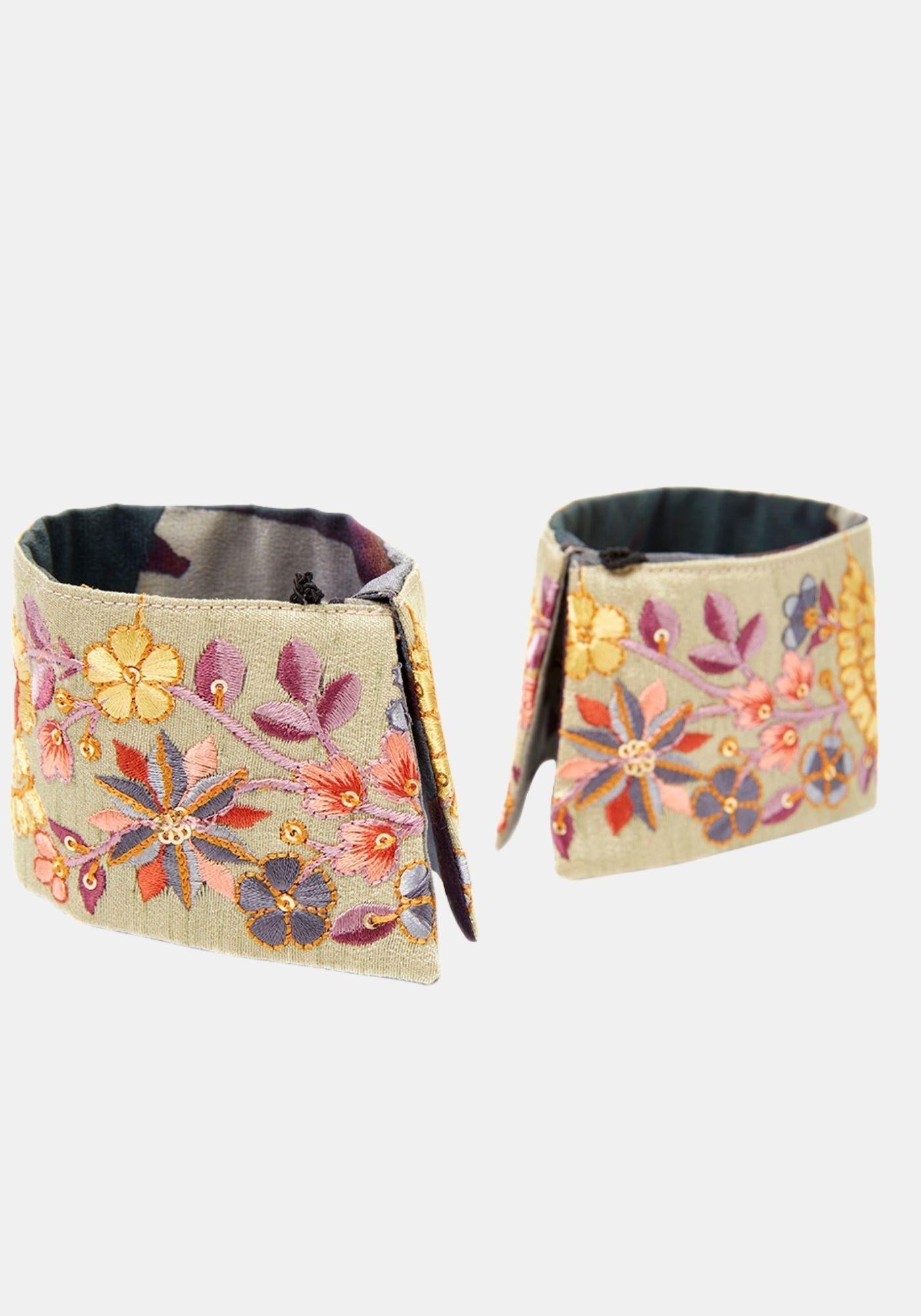 Cuffs Classic Embroidered Lace Flowers & Sequins - Traces of Me