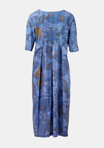 Vestido Abyss Sunflowers Amparo Blue – Amparo Blue / Straw, algodón, vista alternativa | Traces of Me