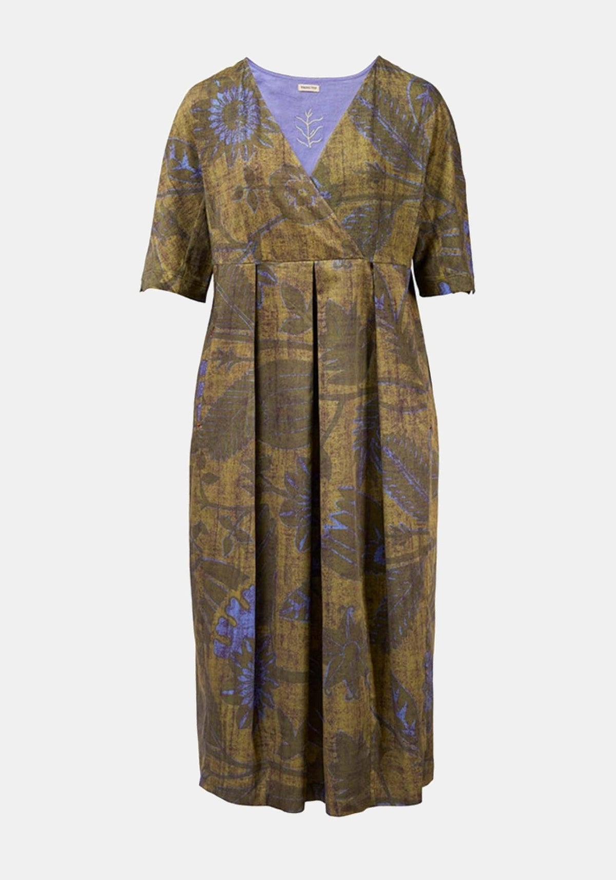 Vestido Abyss Sunflowers Guacamole – Guacamole / Jacarandá, algodão, vista de produto | Traces of Me