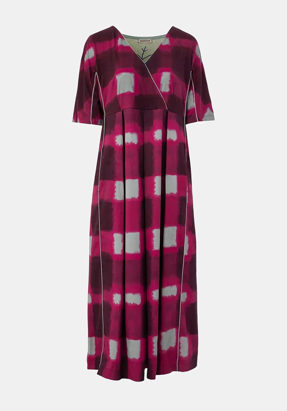 Vestido Abyss Watercolour Checks – Beet Red, algodón, vista de producto | Traces of Me